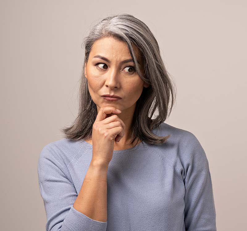 Female Thinking about dental work