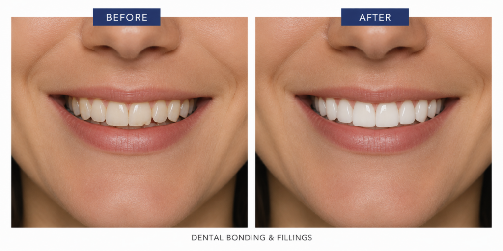 before and after bonding and fillings