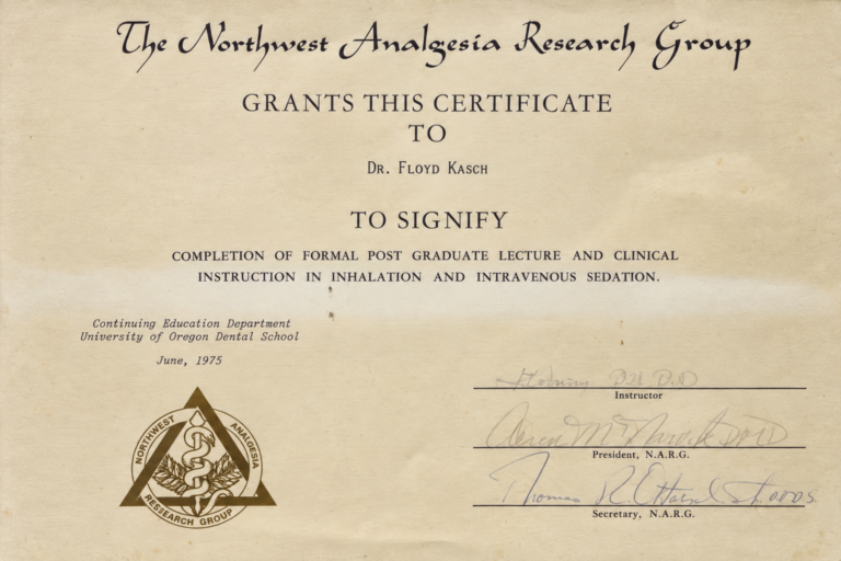 1975 IV Sedation CE Series Completion Certification